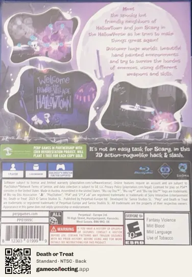 Death or Treat PlayStation 4, NTSC box back