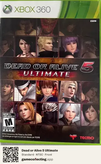 Dead or Alive 5 Ultimate Xbox 360, NTSC box front