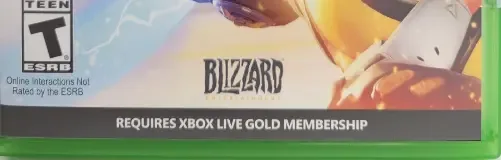 Overwatch, the ESRB box on its front