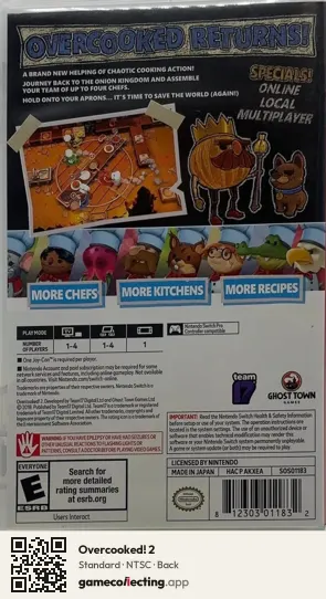 Overcooked! 2 Nintendo Switch, NTSC box back