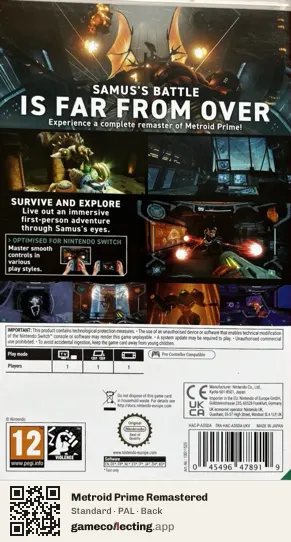 Metroid Prime Remastered Nintendo Switch, PAL box back