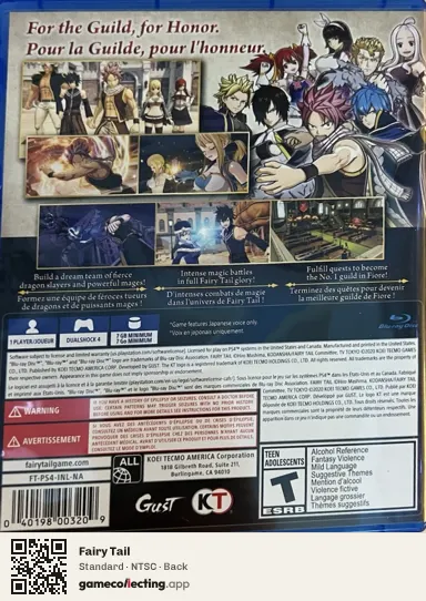 Fairy Tail PlayStation 4, NTSC box back