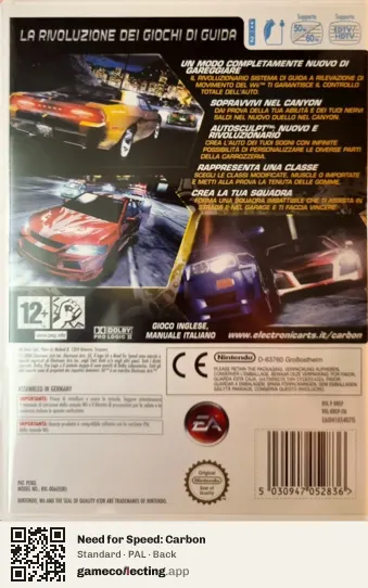 Need for Speed: Carbon Nintendo Wii, PAL box back