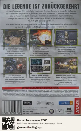 Unreal Tournament 2003 Computer, Germany box back