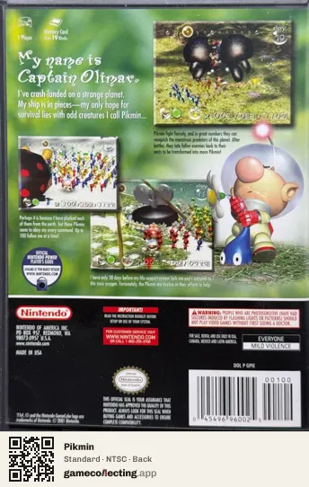 Pikmin Nintendo GameCube, NTSC box back