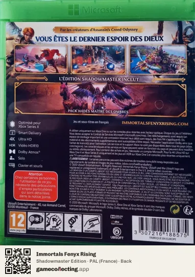 Immortals Fenyx Rising Xbox Series X, France box back