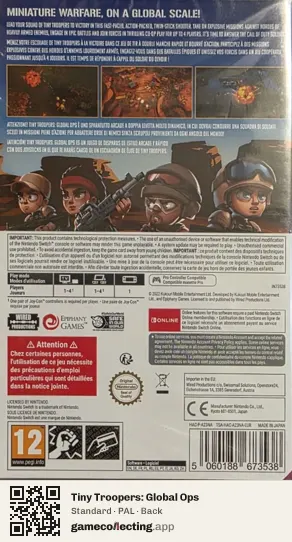 Tiny Troopers: Global Ops Nintendo Switch, PAL box back