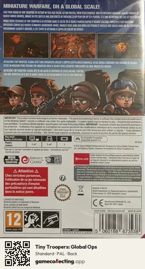 Tiny Troopers: Global Ops Nintendo Switch, PAL box back
