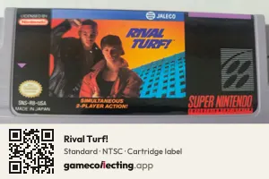 Rival Turf! Super Nintendo Entertainment System, NTSC cartridge label