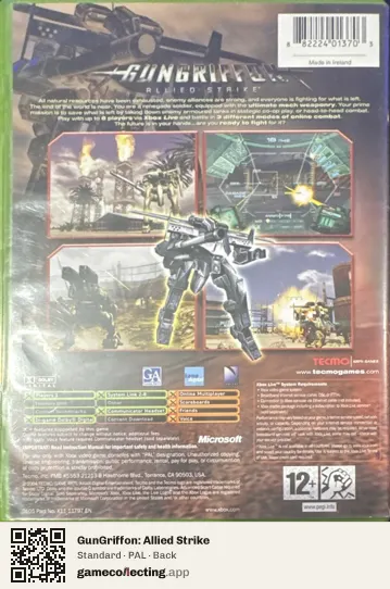 GunGriffon: Allied Strike Xbox, PAL box back