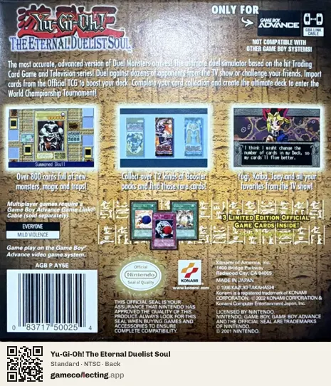 Yu-Gi-Oh! The Eternal Duelist Soul Game Boy Advance, NTSC box back