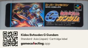 Kidou Butouden G Gundam Super Nintendo Entertainment System, Asia cartridge label
