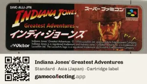 Indiana Jones' Greatest Adventures Super Nintendo Entertainment System, Asia cartridge label