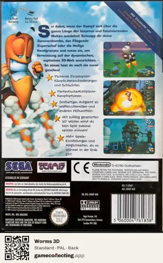 Worms 3D Nintendo GameCube, PAL box back