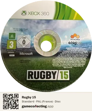 Rugby 15 Xbox 360, PAL disc