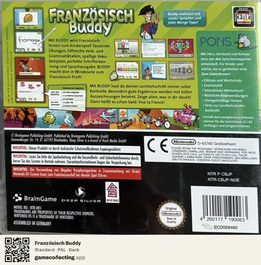 Französisch Buddy Nintendo DS, PAL box back