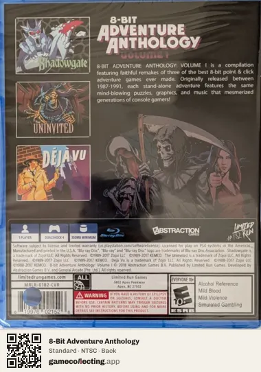 8-Bit Adventure Anthology PlayStation 4, NTSC box back
