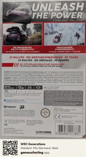 WRC Generations Nintendo Switch, Germany box back