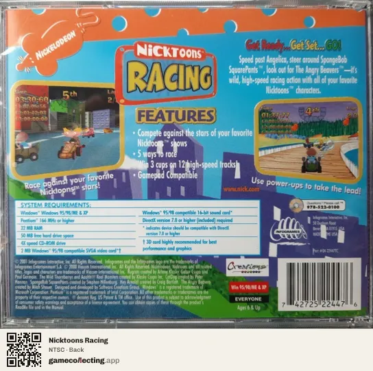 Nicktoons Racing Computer, NTSC box back