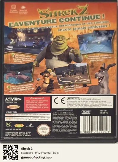 Shrek 2 Nintendo GameCube, France box back