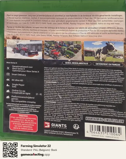 Farming Simulator 22 Xbox Series X, Belgium box back