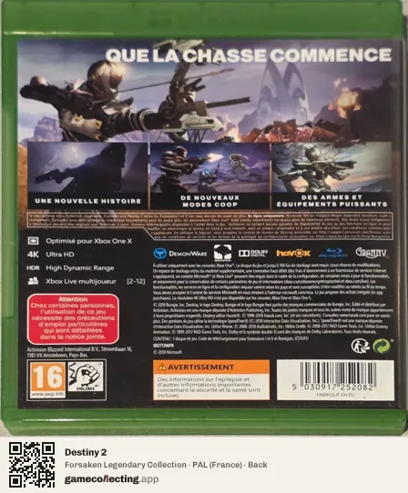 Destiny 2 Xbox One, France box back
