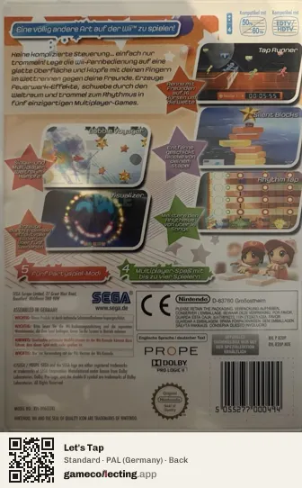 Let's Tap Nintendo Wii, Germany box back