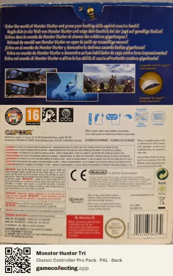 Monster Hunter Tri Nintendo Wii, PAL box back