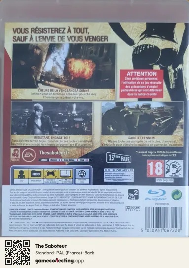 The Saboteur PlayStation 3, France box back