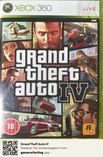 Grand Theft Auto IV Xbox 360, United Kingdom box front