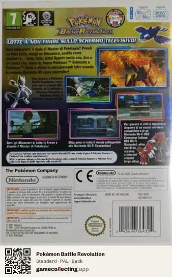 Pokémon Battle Revolution Nintendo Wii, PAL box back