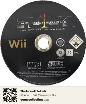 The Incredible Hulk Nintendo Wii, PAL disc