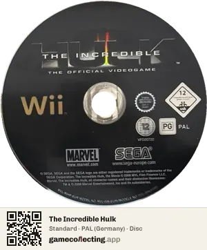 The Incredible Hulk Nintendo Wii, PAL disc