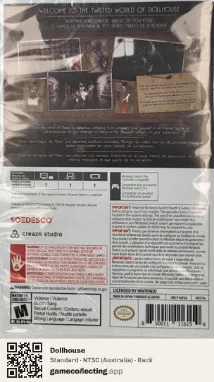 Dollhouse Nintendo Switch, Australia box back
