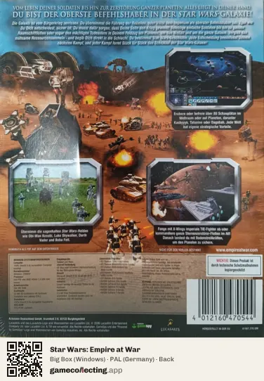 Star Wars: Empire at War Computer, Germany box back