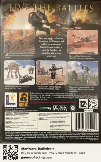 Star Wars: Battlefront Computer, United Kingdom box back