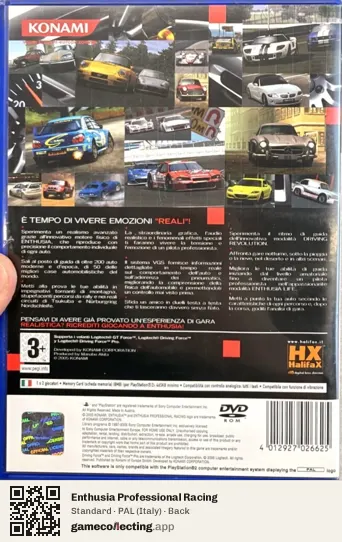 Enthusia Professional Racing PlayStation 2, Italy box back