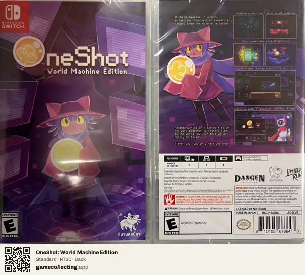 OneShot: World Machine Edition Nintendo Switch, NTSC box back