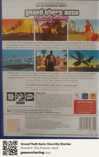 Grand Theft Auto: Vice City Stories PlayStation 2, France box back