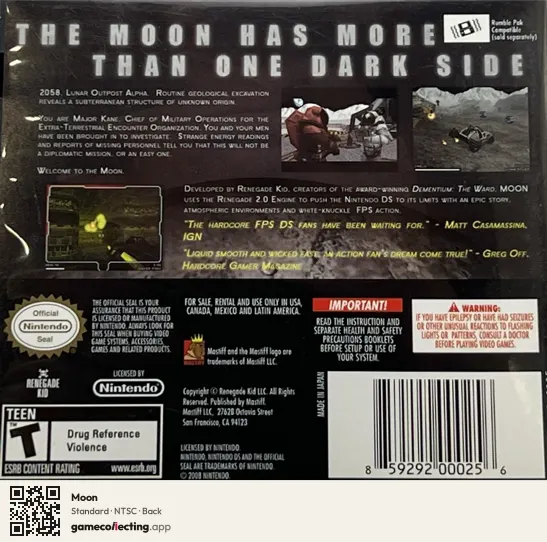 Moon Nintendo DS, NTSC box back