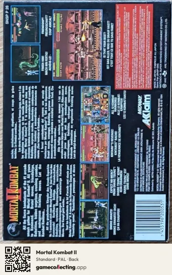Mortal Kombat II Super Nintendo Entertainment System, PAL box back