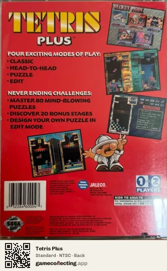 Tetris Plus Sega Saturn, NTSC box back