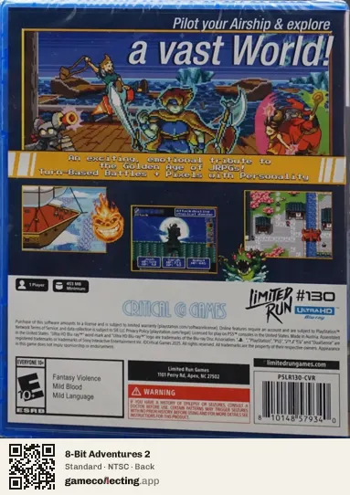 8-Bit Adventures 2 PlayStation 5, NTSC box back