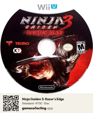 Ninja Gaiden 3: Razor's Edge Nintendo Wii U, NTSC disc