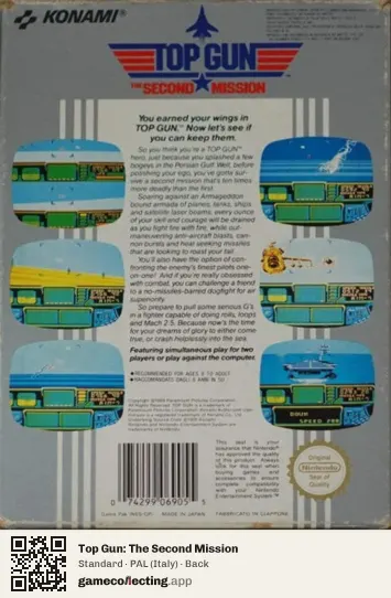 Top Gun: The Second Mission Nintendo Entertainment System, Italy box back