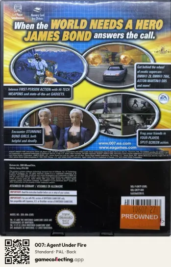 007: Agent Under Fire Nintendo GameCube, PAL box back