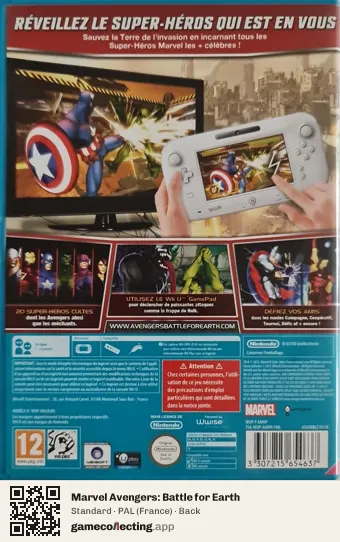 Marvel Avengers: Battle for Earth Nintendo Wii U, France box back