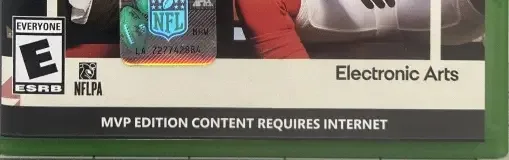 Madden NFL 22, the ESRB box on its front