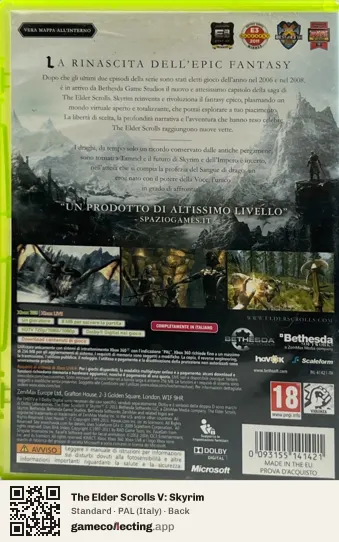 The Elder Scrolls V: Skyrim Xbox 360, Italy box back