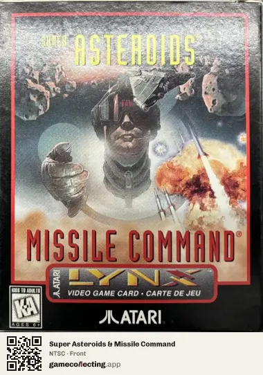 Super Asteroids & Missile Command Atari Lynx, NTSC box front